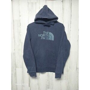 The North Face Hoodie Mens Small Blue Long Sleeve Pullover Sweatshirt Logo